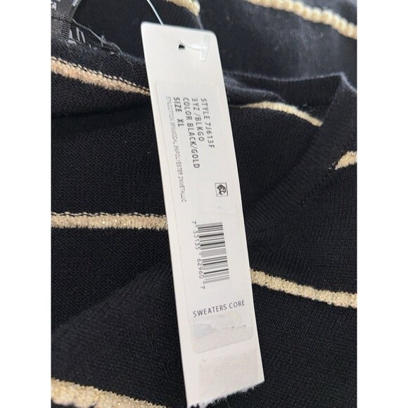 NWT August Silk Heritage Sz XL Black Gold Stripes Textured Button Up Cardigan - Picture 9 of 10